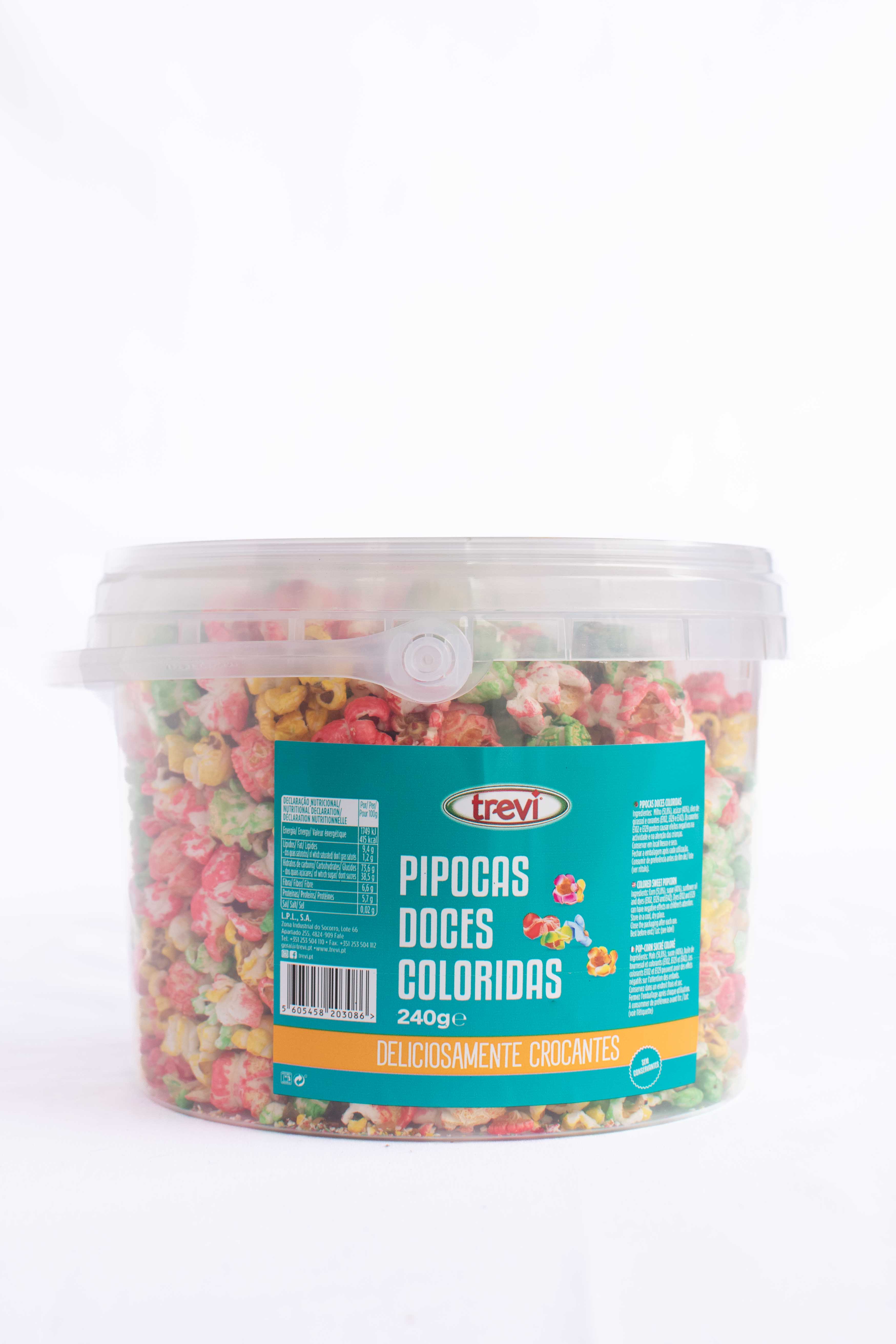 Popcorn sucrées en couleur seau 240g Trevi