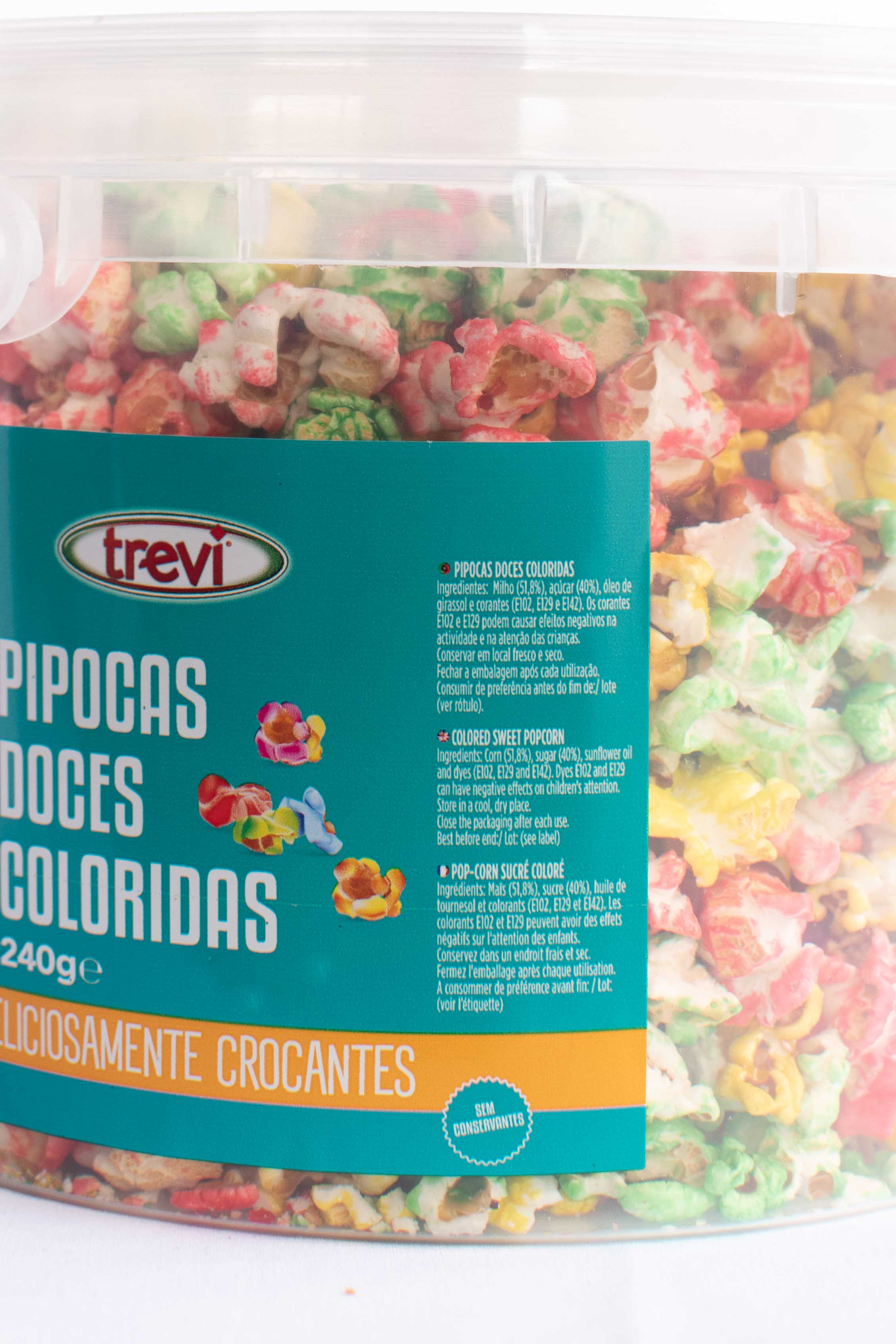 Popcorn sucrées en couleur seau 240g Trevi – Image 2
