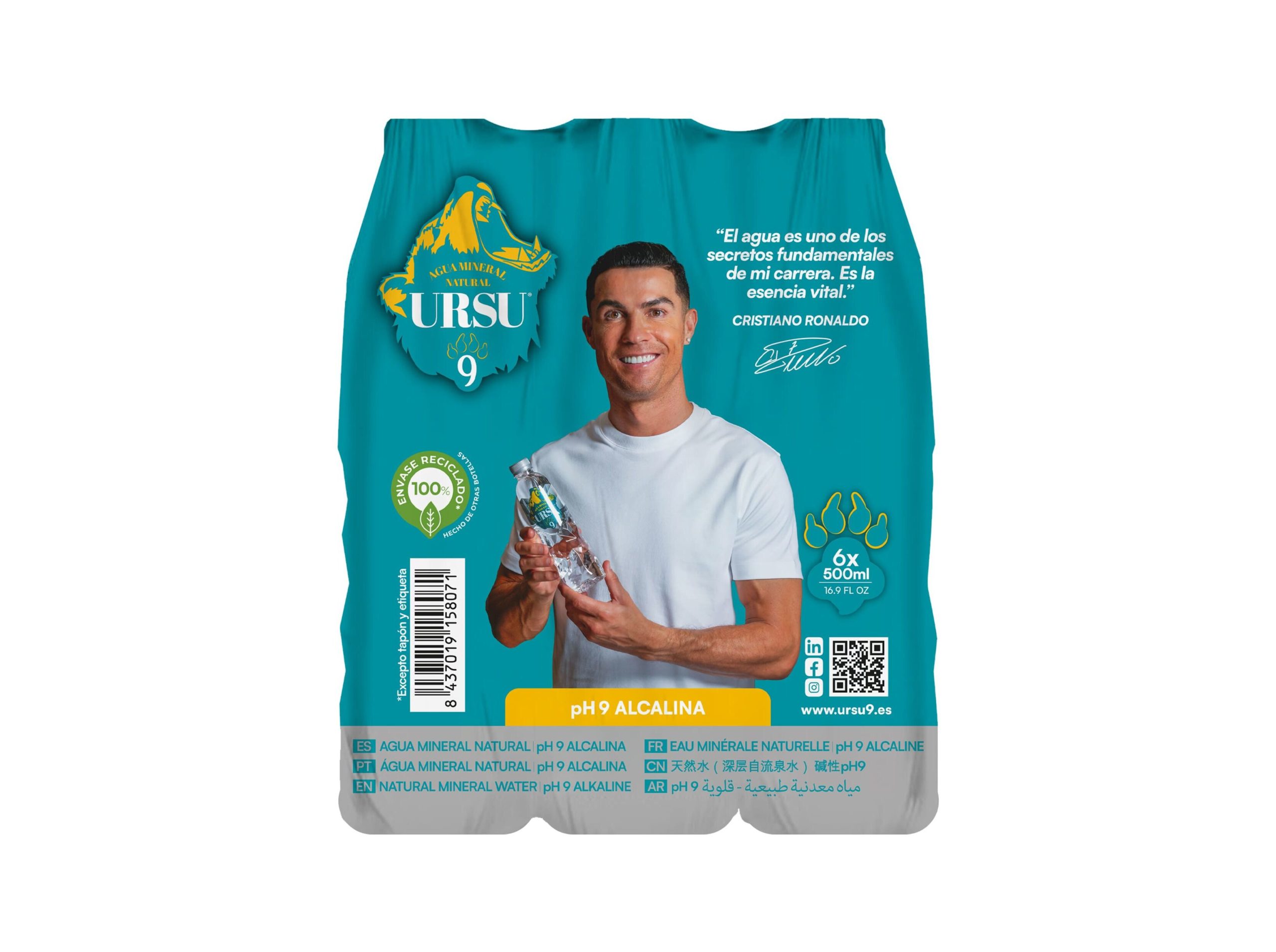 Eau Minérale Ursu 9 alcalina 6 x 0.5l - Cristiano Ronaldo